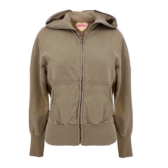 PRIMP Sequin Zip Hoodie in Tan & Gold S - Picture 1 of 11